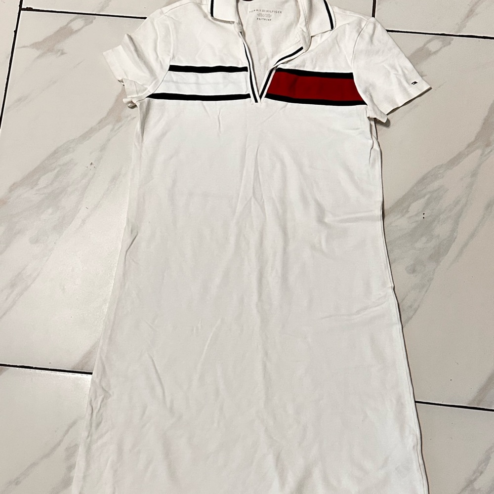 Tommy Hilfiger White Polo with Navy and Red Accents dress